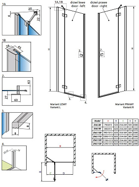Душевая дверь RADAWAY Essenza 385013-01-01R 200х90см стекло прозрачное