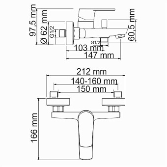 Смеситель для ванны WASSERKRAFT Dill 6101 хром