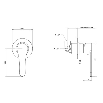 Смеситель для душа Bongio O'Clock Green 14524NE00 матовый чёрный