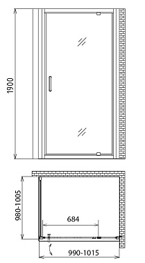 Угловое ограждение Gemy Sunny Bay S28160-A100 190х100см стекло прозрачное