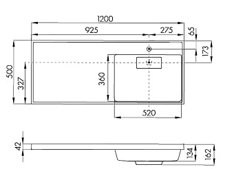 Раковина над стиральной машиной Акватон Лондри 1A72843KLH01L 120х50см