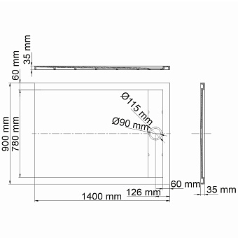 Душевой поддон WASSERKRAFT Mindel 85T36 90х140см