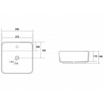 Раковина накладная Abber RECHTECK AC2215 39х39см