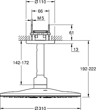 Верхний душ GROHE Rainshower SmartActive 310 26477DC0 сталь