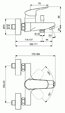 Смеситель для ванны IDEAL STANDARD CERAFLEX B1721AA хром