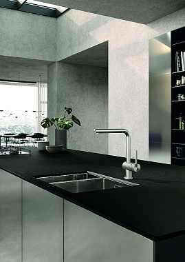 Смеситель для кухни KLUDI L Steel 45803F877 традиционный излив сталь