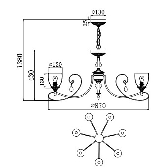 Люстра подвесная Maytoni Sabina RC145-PL-07-MG 60Вт 7 лампочек E14