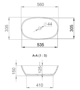 Раковина накладная SALINI CALLISTA 1101106G S-Sense глянцевая 56х33,5см