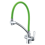 Смеситель для кухни LEMARK Comfort LM3070C-Green гибкий излив зелёный/хром