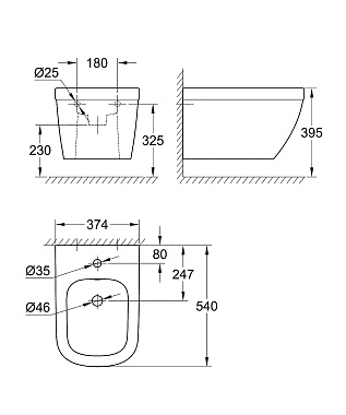 Биде подвесное GROHE Euro Ceramic 39208000