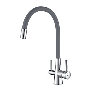 Смеситель для кухни LEMARK Comfort LM3075C-Gray гибкий излив серый/хром