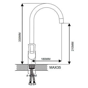 Смеситель для кухни Maxonor MN4066 поворотный излив хром