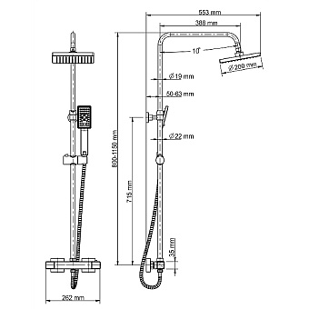 Душевая система WASSERKRAFT A15502 Thermo хром