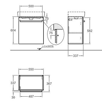 Тумба под раковину подвесная GEBERIT Renova Compact 862060000 37х55х60,4см