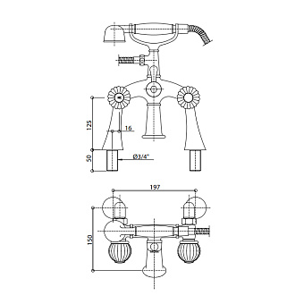 Смеситель для ванны Bongio Rivoli 05527OR00 золото