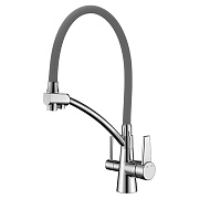 Смеситель для кухни LEMARK Comfort LM3071C-Gray гибкий излив серый/хром
