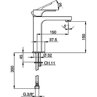 Смеситель для раковины Cisal Cubic CU00150121 хром