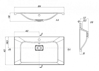 Раковина встраиваемая сверху Акватон Брук 1A71453KBC010 80,4х45,2см