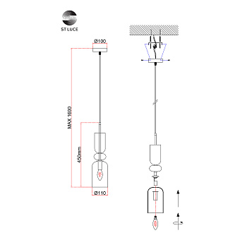 Люстра подвесная ST Luce GEA SL2000.203.01 40Вт 1 лампочек E14