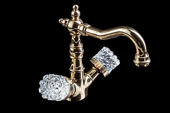 Смеситель для раковины Boheme Crystal 292-CRST золотой