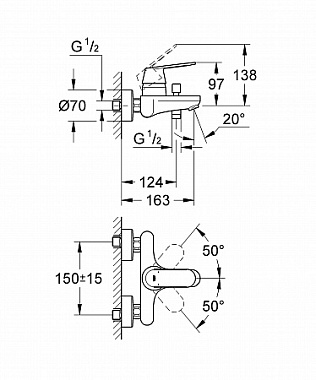 Смеситель для ванны GROHE Eurosmart Cosmopolitan 32831000 хром