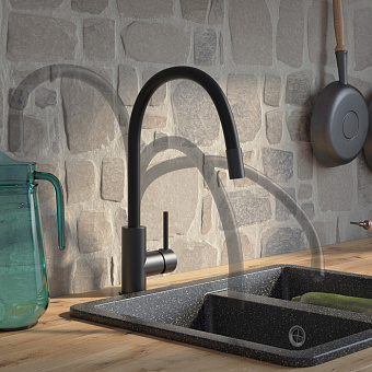 Смеситель для кухни IDDIS Kitchen 360 K36BLJ0i05 поворотный излив чёрный матовый