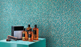 Керамическая мозаика Atlas Concord Италия Dwell 6DHT Turquoise Hexagon Gold 30х30см 0,36кв.м.