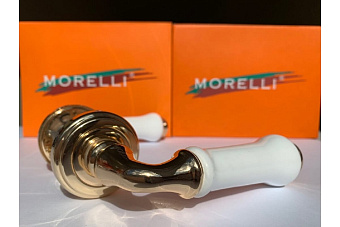 Дверная ручка нажимная MORELLI UMBERTO MH-41-CLASSIC PG/W белый/золото