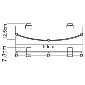 Полка в ванную округлая WASSERKRAFT Lopau K-6000 K-6044 1-ярусная 12,5х50см хром