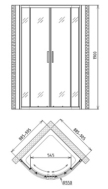 Угловое ограждение Gemy Victoria S30072M 190х90см стекло матовое