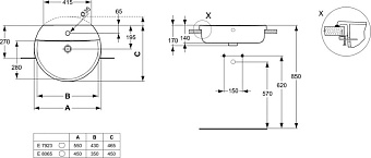 Раковина встраиваемая сверху IDEAL STANDARD CONNECT E806501 45х16,5см