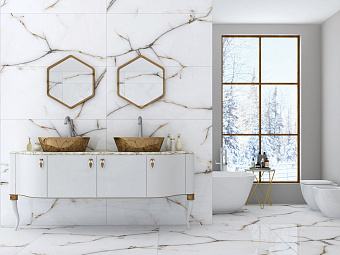 Полированный керамогранит ALTEZZA Ceramic Onyx Castano 702166 Silver 60х120см 1,44кв.м.
