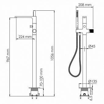 Смеситель для ванны WASSERKRAFT Tauber 6400 6421 никель