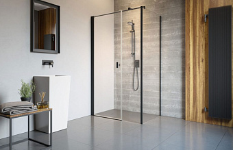 Угловое ограждение RADAWAY Nes 8 Black KDS I 200х140см стекло прозрачное