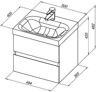 Тумба под раковину подвесная AQUANET Беркли 302347 39х49,4х42см