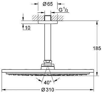 Верхний душ GROHE Rainshower Cosmopolitan 310 26067DL0 медь