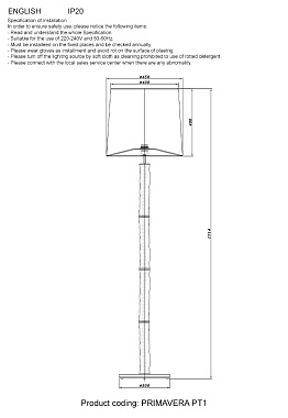 Торшер CRYSTAL LUX PRIMAVERA PRIMAVERA PT1 GOLD 60Вт E27