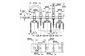 Смеситель для ванны GROHE Grandera 19919000 хром