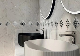 Декор KERAMA MARAZZI Келуш TOC005 белый/чёрный 9,8х9,8см 0,259кв.м.