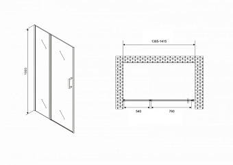 Душевая дверь Abber Sonnenstrand AG04140S 195х140см стекло прозрачное