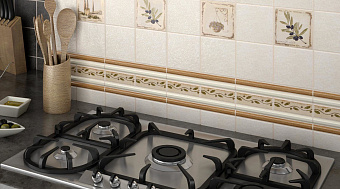 Декор KERAMA MARAZZI Прованс A1912\1221H ветка оливы 9,8х9,8см 0,01кв.м.