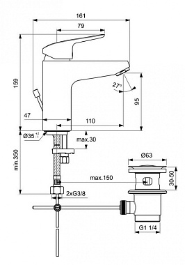 Смеситель для раковины IDEAL STANDARD CERAFLEX B1713AA хром
