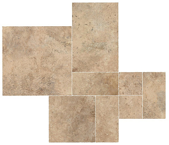 Неполированный керамогранит Atlas Concord Италия Aix A04Y Beige Kit Multiformato Tumbled 75х75см 1,688кв.м.
