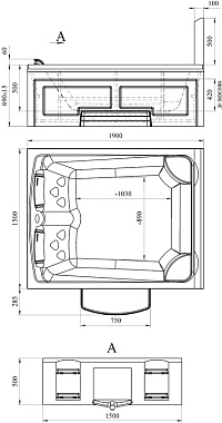 Мини бассейн СПА RADOMIR RIMINI 1-30-0-0-0-048 150х190х50см 0,59куб.м