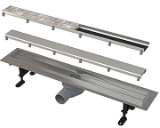 Душевой лоток Alcaplast APZ13-DOUBLE9-550 55х5,5см горизонтальный сток с решёткой под плитку и опорами