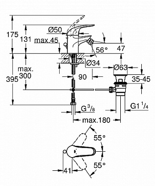Смеситель для биде GROHE Euroeco 23263000 хром