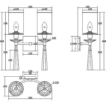 Бра Maytoni Bianco MOD224WL-02BS1 120Вт E14