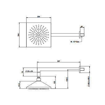 Верхний душ Bongio Stelth 01881CR00 хром