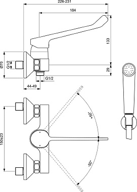 Смеситель для душа IDEAL STANDARD BASE B5117AA хром
