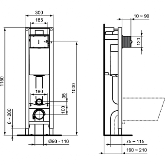 Инсталляция с унитазом IDEAL STANDARD PROSYS ECO FRAME EXACTO X022601